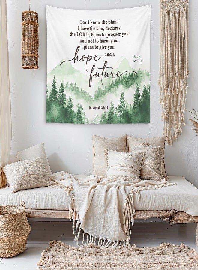 OXW Christian Tapestry Wall Hanging, Spiritual Decor, Christian Scripture Wall Art Decor, Bible Verses Wall Decor for Prayer Room Church Bedroom, Jeremiah 29 11 For I Know The Plans I Have For You, 50×60 inches - Image 2
